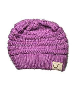 C.C Kids Solid Lavender Purple Ribbed Knit Winter Beanie